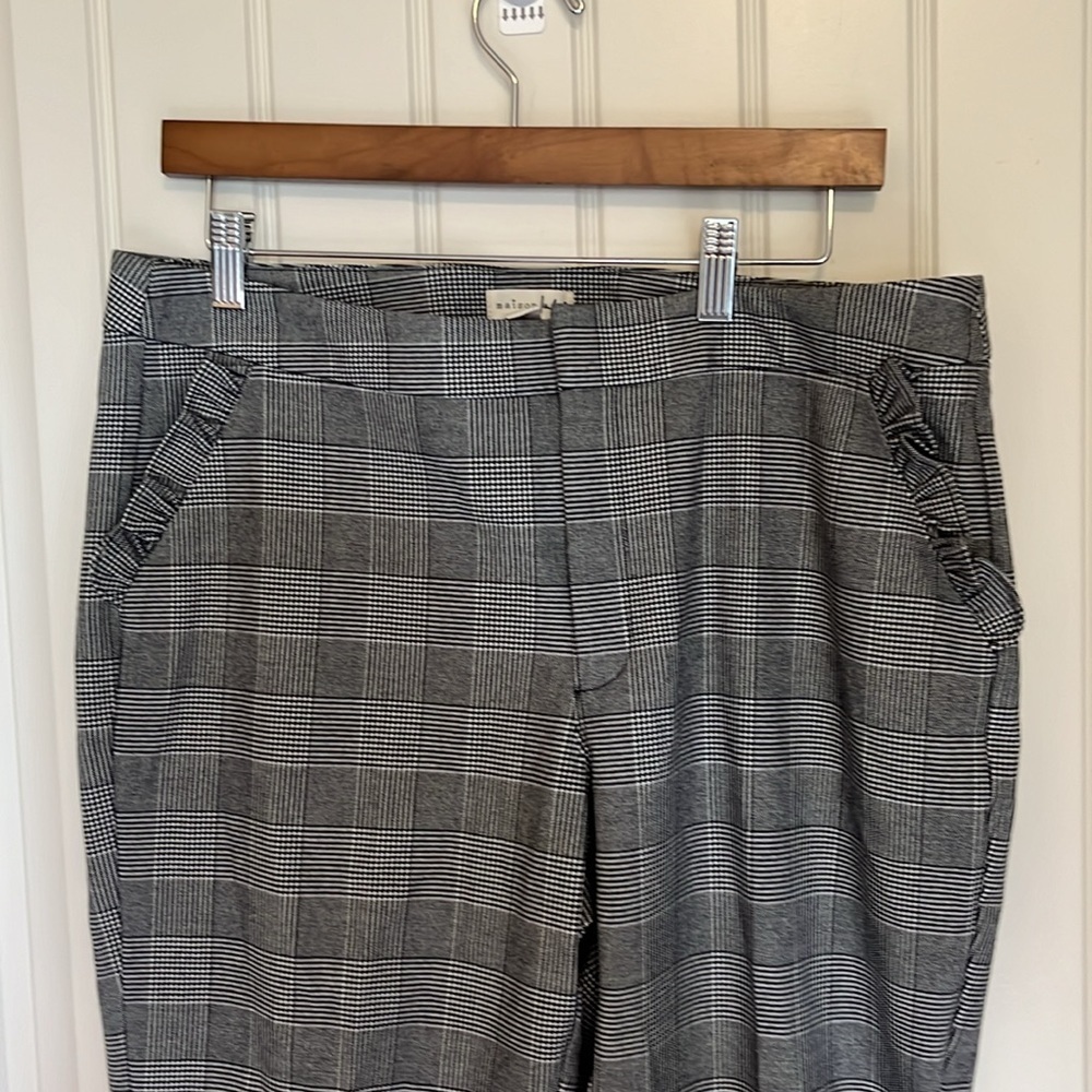 Maison Jules NWT Stardust Houndstooth Plaid Flat Front Slim Cropped Pants Sz 12 - Picture 4 of 13
